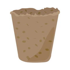 Peat pot on white background