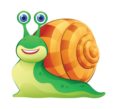 Cute snail cartoon illustration isolated on white background