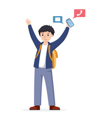 man using smartphone isolated illustration