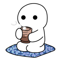 OC drinks tea from a teacup