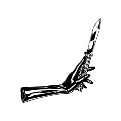 vector illustration of a silhouette of a hand holding a knife