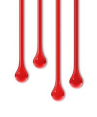 Red ink drops on transparent background
