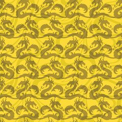 The seamless yellow background with dragons.
