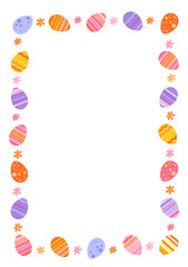 Obraz premium Happy Easter vector illustrations. Trendy Easter design frame with flowers and eggs in soft colors.