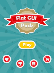 Menu of game graphic user interface on screen of 2d mobile game application in flat cartoon style with simple theme