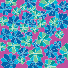 Fototapeta na wymiar Texture Geometric Cool Colors Flamboyant Flower Nightwear Pattern