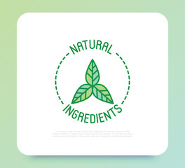 Natural ingredients symbol. Thin line icon for package of organic product. Modern vector illustration.