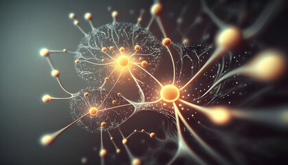 Fototapeta na wymiar Model of the human neurons, generative AI