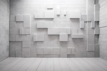 minimalist room with white tiled walls and floor. Generative AI
