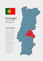 Vector map Portugal, region Portalegre