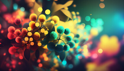 colorful summer background with bokeh 3d rendering. Generative AI