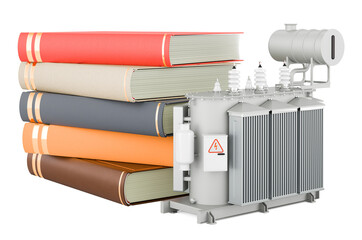 Books with transformer oil, 3D rendering