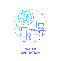 Water sanitation blue gradient concept icon. Wastewater treatment. Liquid sources management abstract idea thin line illustration. Isolated outline drawing. Myriad Pro-Bold font used