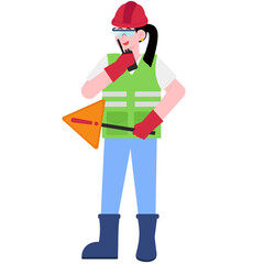 Worker Woman In Safety Illustration