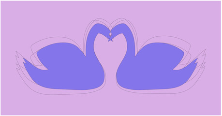 purple swans with outlines