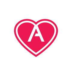 Letter A love logo icon design, flat design style vector