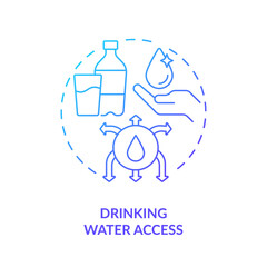 Drinking water access blue gradient concept icon. Public health. Clean aqua and sanitation abstract idea thin line illustration. Isolated outline drawing. Myriad Pro-Bold font used
