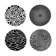 Set of abstract circle shapes. Grunge texture halftone graphic design elements.