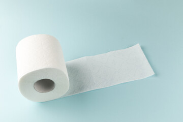 toilet paper on a bright blue background