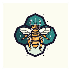 honey bee icon vector ,Health company logo , cartoon