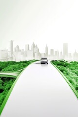 Modern green sustainable highway with car