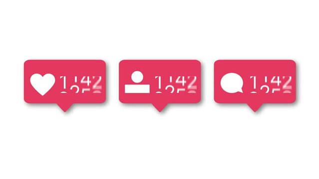 Like, Subscriber, Comment Counter Icons Animation. Social Media Concept.