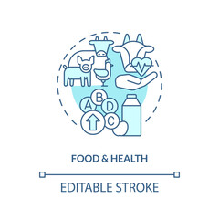 Food and health turquoise concept icon. Farm products. Agriculture policy objective abstract idea thin line illustration. Isolated outline drawing. Editable stroke. Arial, Myriad Pro-Bold fonts used