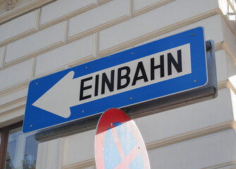 German one way street sign