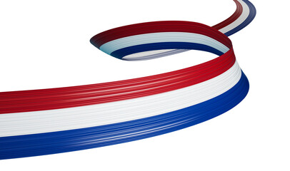 3d Flag Of Netherlands 3d Wavy Shiny Netherlands Ribbon Isolated On White Background 3d illustration