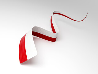 3d Flag Of Poland Country, 3d Wavy Shiny Poland Ribbon Isolated On White Background, 3d illustration