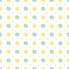 Seamless space pattern. Cosmos background. Doodle vector space illustration