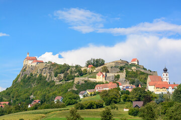 View of Riggersburg in the distance against the blue sky, Austria