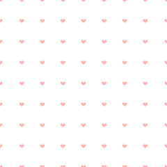 Cute pink hearts polka dot seamless pattern. Valentine's day, love, card, print, tag, label, wallpaper, background, banner, etc.