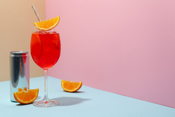 Aperol Spritz, delicious summer cocktail, space for text