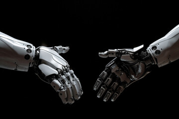 Closeup shot of robots about to shake hands - Generative AI