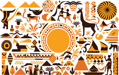 African Folklore Symbol Vector Illustration: Ethnic Tribal Traditional Art Design Element in High-Quality EPS Format for Digital and Print Projects