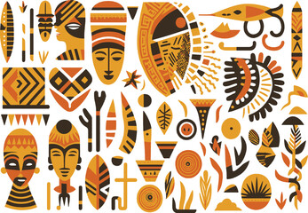 African Folklore Symbol Vector Illustration: Ethnic Tribal Traditional Art Design Element in High-Quality EPS Format for Digital and Print Projects