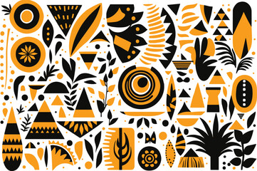 African Folklore Symbol Vector Illustration: Ethnic Tribal Traditional Art Design Element in High-Quality EPS Format for Digital and Print Projects