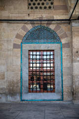 Arabic style decoration of old mosque window and  tiling pattern, 
