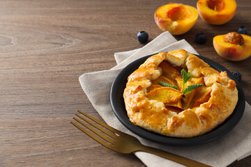 Fruit galette, composition for tasty food concept, space for text
