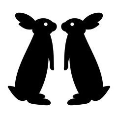Rabbit Easter Bunny Silhouette Vector Illustration Black On White Background
