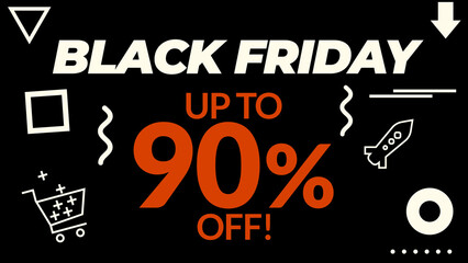 Fototapeta premium Amazing Black Friday Sale Discount Percentages. Animated Shopping Percentages And Texts