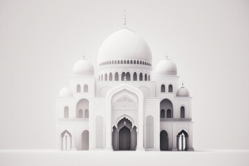 Fototapeta na wymiar 3D depiction of stunning mosque architecture designed for the Ramadan season.