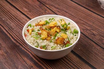 Egg prawn fried rice