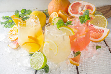 Set of various lemonades