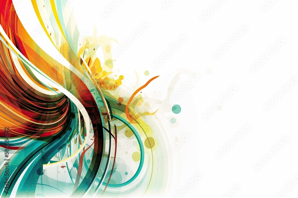 Poster vibrant and dynamic abstract background with swirling shapes and bubbles. generative ai