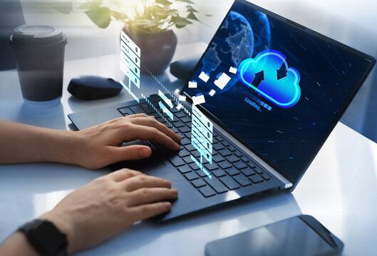 FTP(File Transfer Protocol) files receiver and computer backup copy. File sharing isometric.Digital system for transferring documents.  Exchange information and data with internet cloud technology.