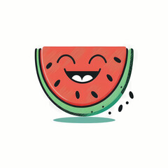 Cartoon Cute Watermelon Logo. Generative AI