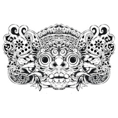 mask of barong balinese culture with abract ormanen