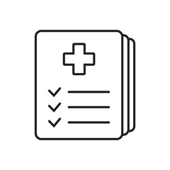 Medical record icon, medical report icon, medical history thin line icon, vector isolated.